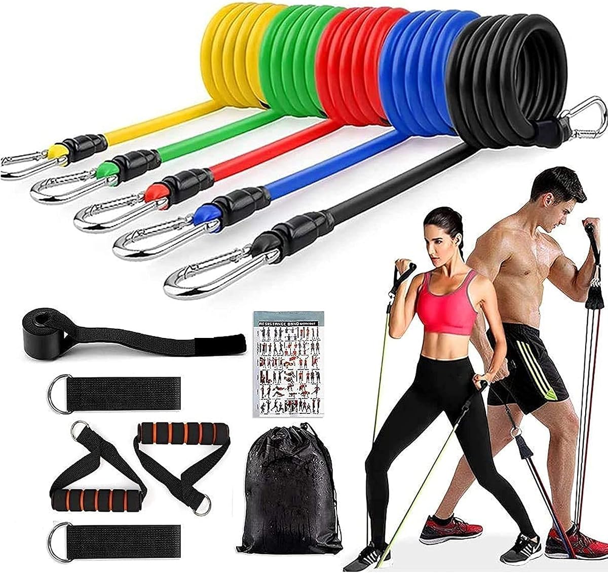 Stackable Resistance Bands Workout Set (Up to 150 lbs)
