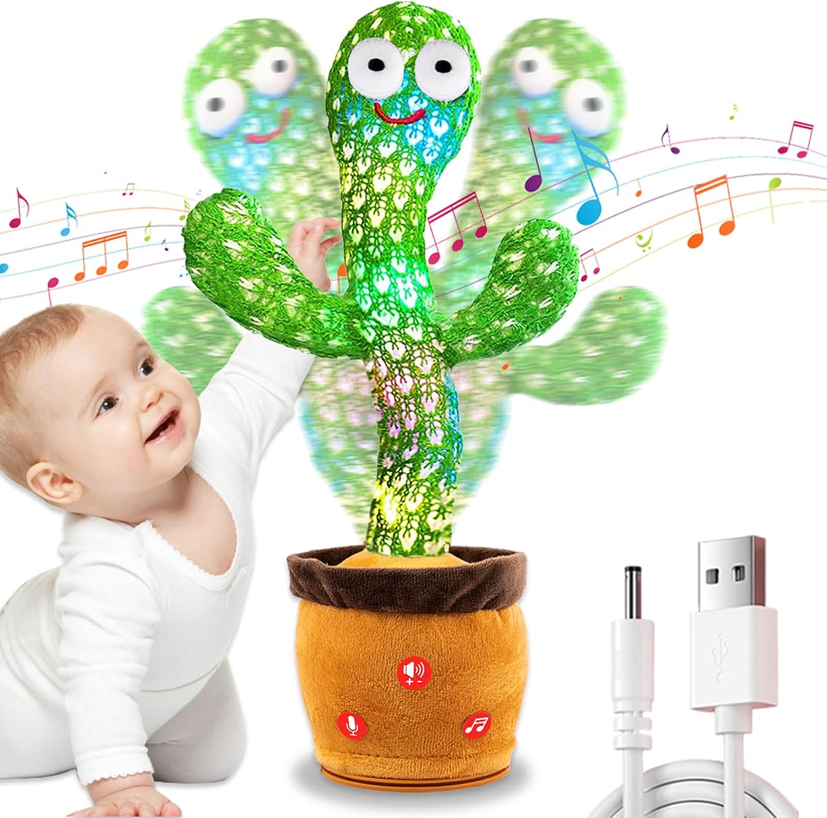 Interactive Dancing & Talking Mimicking Plush Cactus Toy